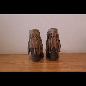 Nude Fringe Booties